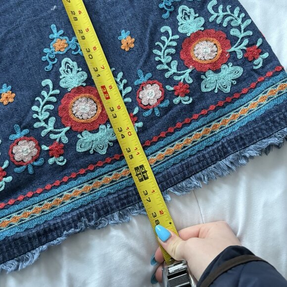 J. Jill Denim Womens Small Embroidered Sleeveless Midi Dress Cottagecore Peasant - Picture 4 of 9